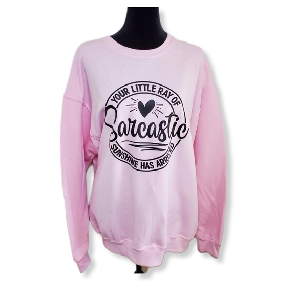 Jerzees Tops - NWOT Fun Pink Jerzees Sweatshirt Sz L